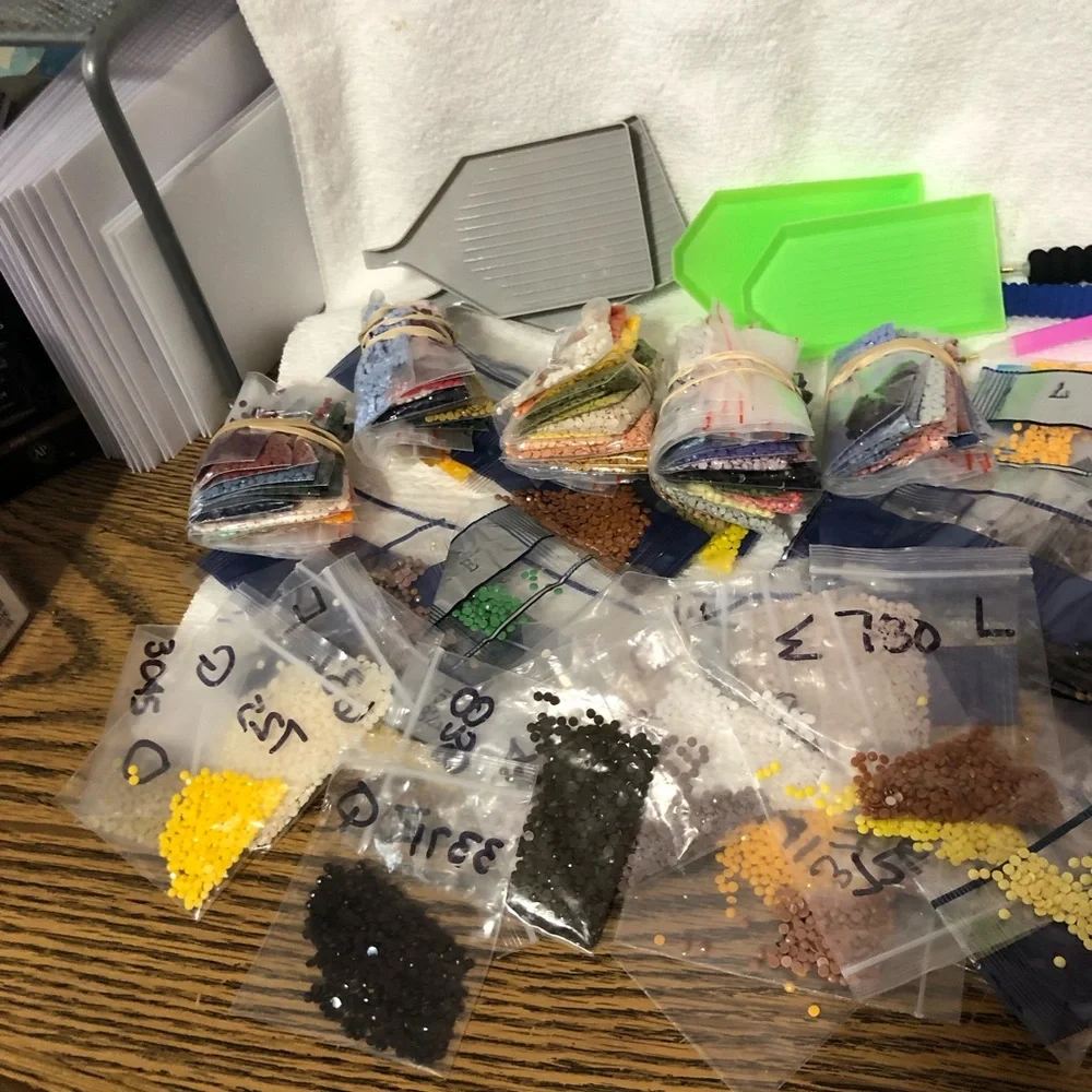 Diamond Dots remaining extra drills, sorting trays, wax bundle